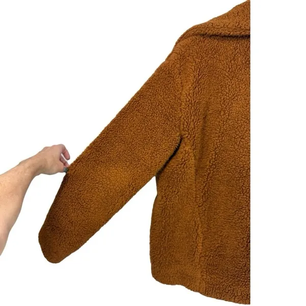Free People Womens Teddy Peacoat Rust Orange Faux Fur Sherpa Jacket Size XS - Image 10