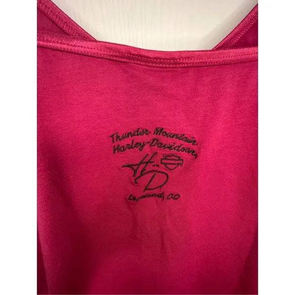 Harley Davidson Maroon Camisole With Embroidered Logo And Rhinestones - Image 6