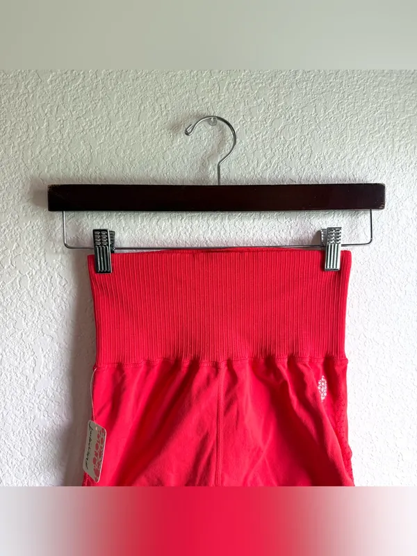 Free People Movement Womens Shorts Athletic Cherry Tomato Orange Size Small - Image 3