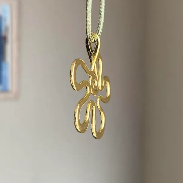 Handmade Kawaii cute retro y2k style gold tone big flower necklace 💐🌀💓 - Image 4