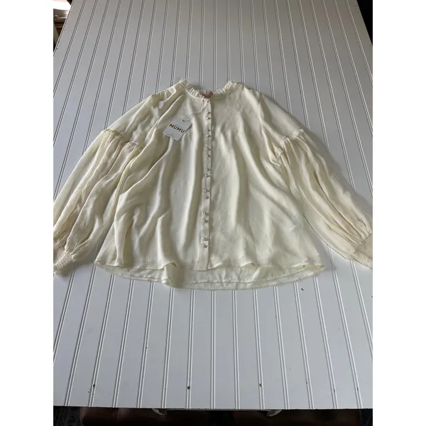 Show Me Your Mumu Outlaw Blouse Ivory Georgie Top Romantic Boho Large - Image 4