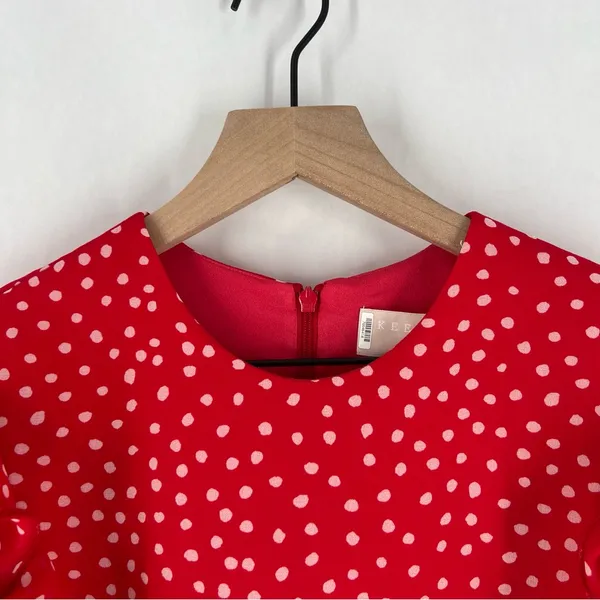 Keepsake Moonshine Dress Red Polka Dot Chiffon Flutter Sleeve Mini Dress Size XS - Image 5