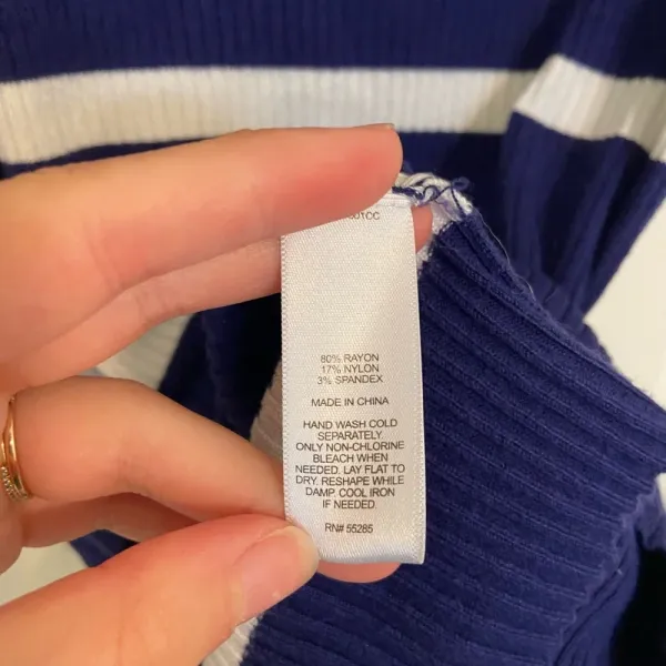 Express women’s blue striped stretchy thin‎ knit sweater — large - Image 4