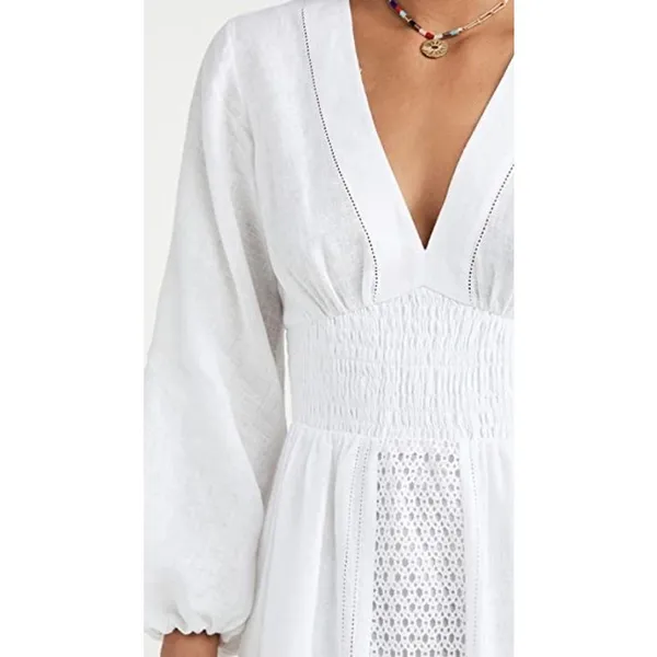 Rebecca Taylor Long Smock Waist Linen &‎ Crochet Dress Size Large - Image 5