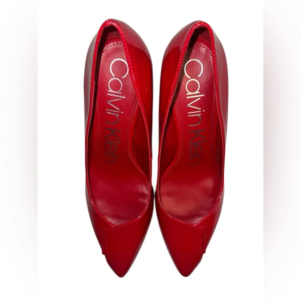 Calvin Klein • Bright Red Callia Pumps With 3 Inch Heels • Size 9 - Image 7