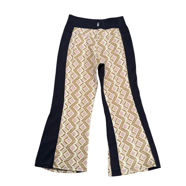 Free People FP Movement Flare Leggings Women M Black Pink Geometric Excellent - Image 4