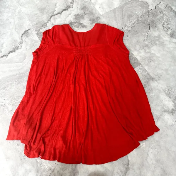 Free People Boho Oversized‎ Lagenlook Highland Tee in Azalea Red XS Xsmall - Image 3