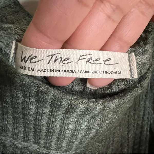 We The Free People Westend Thermal Off-Shoulder Army‎ Green Sweater - Image 9