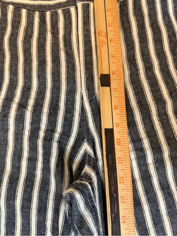 Madewell Zoe Relaxed Wide Pants Linen Blend in Navy White Stripe Size 6 - Image 7