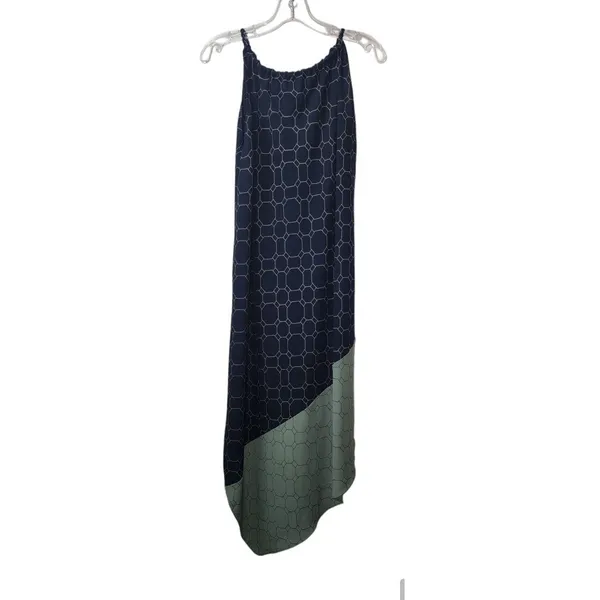 Sleeveless Maxi Dress Geometric Print Casual Summer Dress Navy Green Size‎ - Image 2