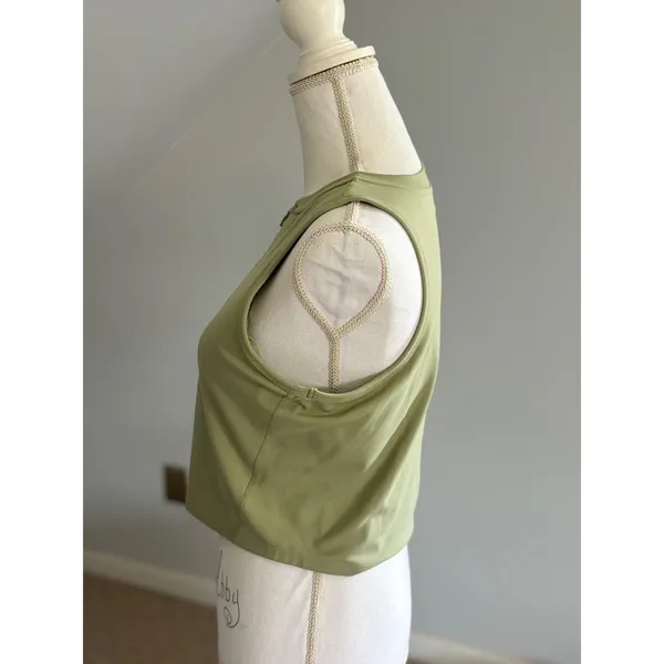 Danskin Active‎ Tank Top Olive Green Sleeveless Zip Up Athletic Large - Image 2