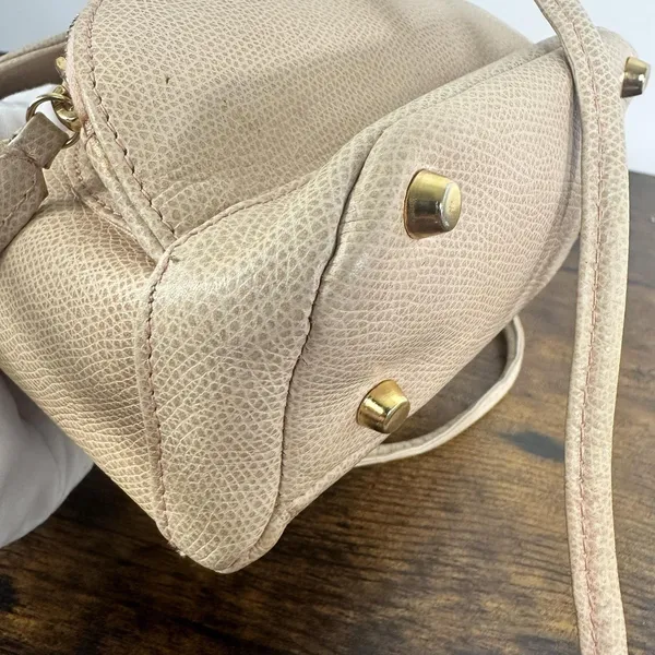 Gianni Versace Vintage Backpack Bag Womens Mini Beige Leather Italy Medusa Gold - Image 11
