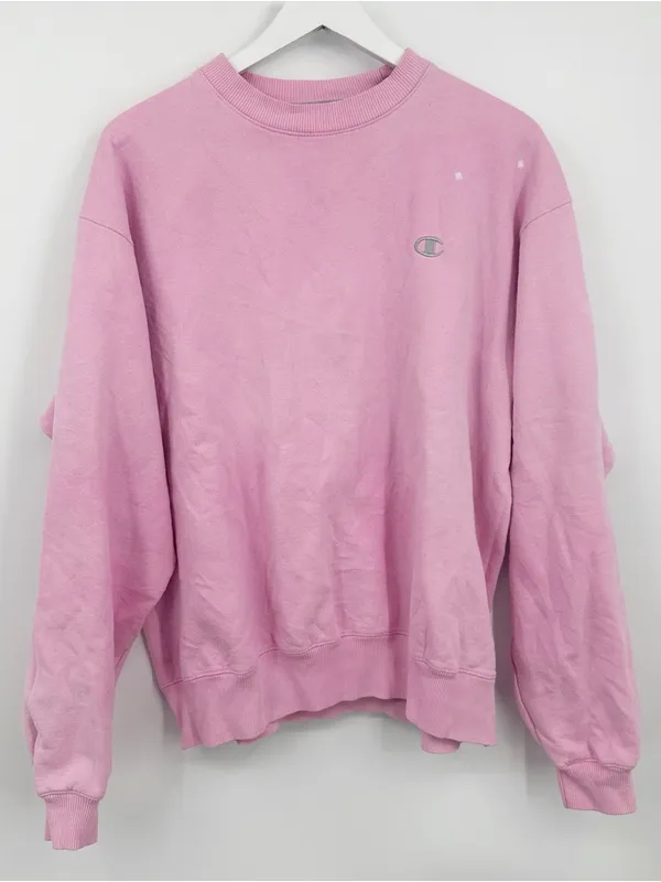 Vintage Y2K Champion Pastel Pink Pullover Sweatshirt - Image 2