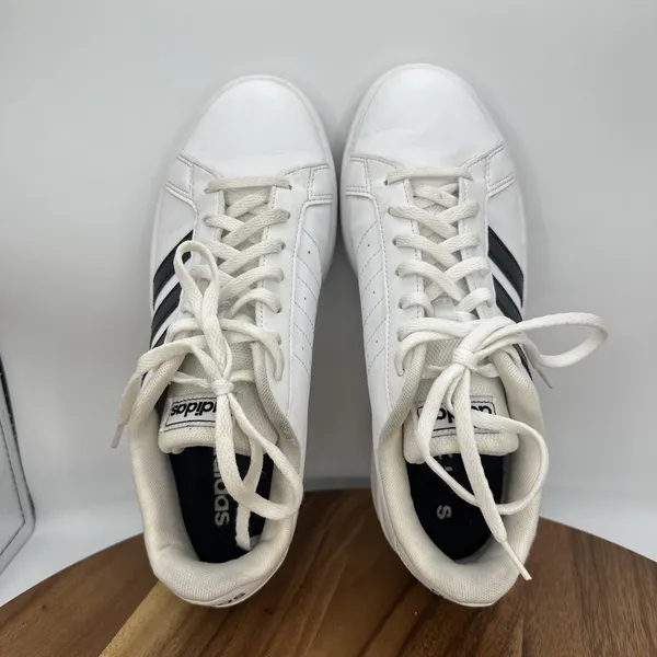 Adidas Grand Court Base Low Top Sneakers Shoes White Black EE7968 Women's 7.5 - Image 7