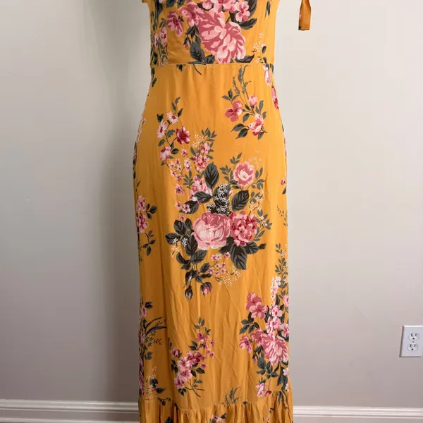 Reformation Jasen Dress Anjelica Yellow Floral Tie Strap Maxi Dress Size 6 - Image 9
