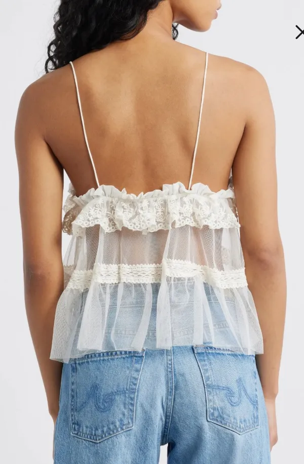 Free People Sofia Embroidered Mesh Tank Top - Image 2