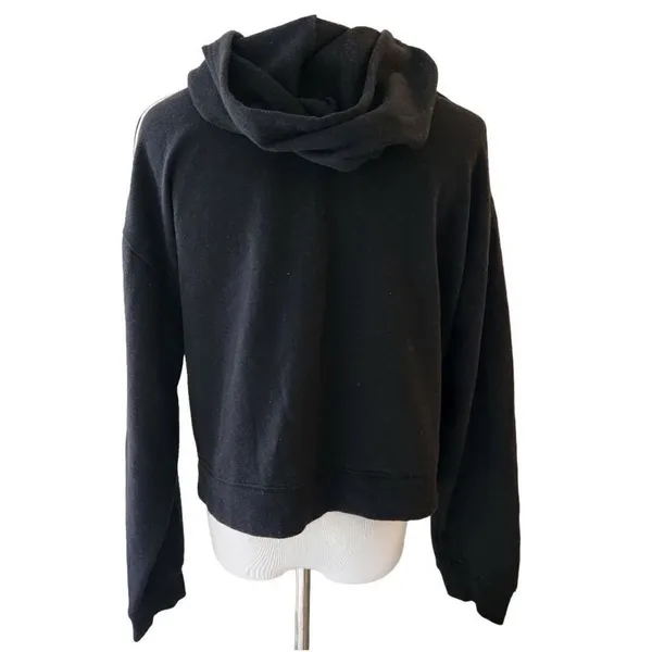 PINK Victoria's Secret Cropped Poll Over Hoodie Black‎ White Medium - Image 4