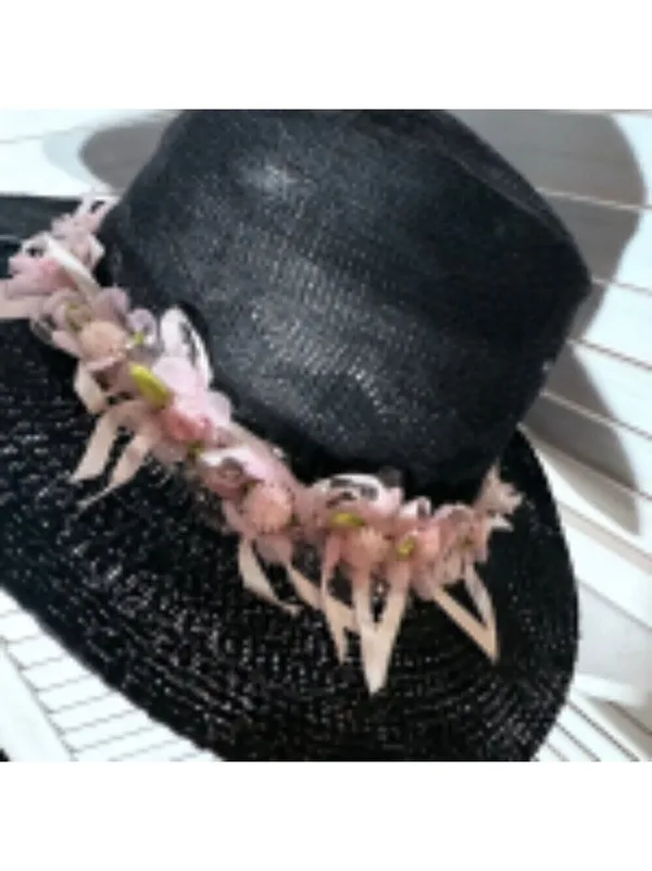 Handcrafted Cowboy Hat Floral Applique Black OS - Image 6