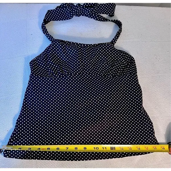 Land’s End Halter Tankini Top Bathing Suit Black White Polka Dot Women’s Size 8 - Image 7