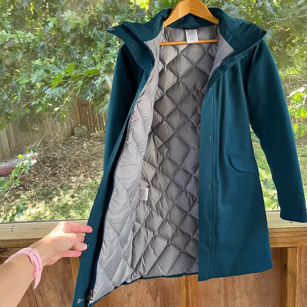 Patagonia Women's Duete Parka Teal Quilted Down Filled Waterproof Size S - Image 3