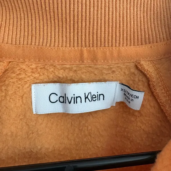 Calvin Klein Womens Orange Quarter Zip‎ Cropped Fleece Sweatshirt XS CAR0000149 - Image 7