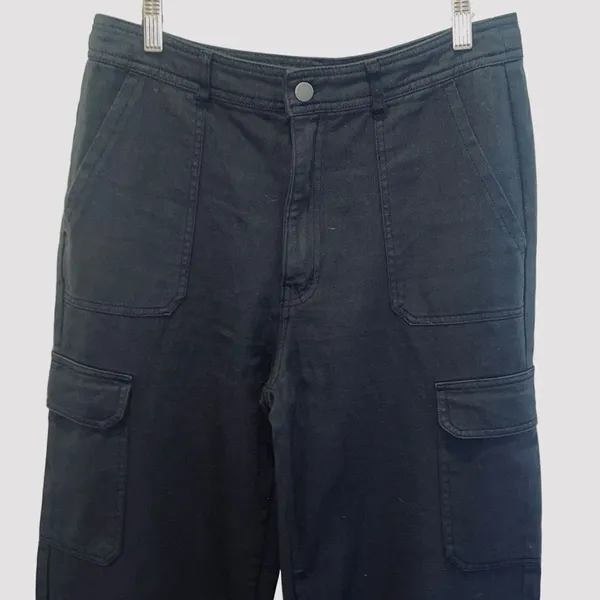 Apricot Lane Double Zero Womens High Rise Wide Leg Cargo Pants Black Medium NWOT - Image 4