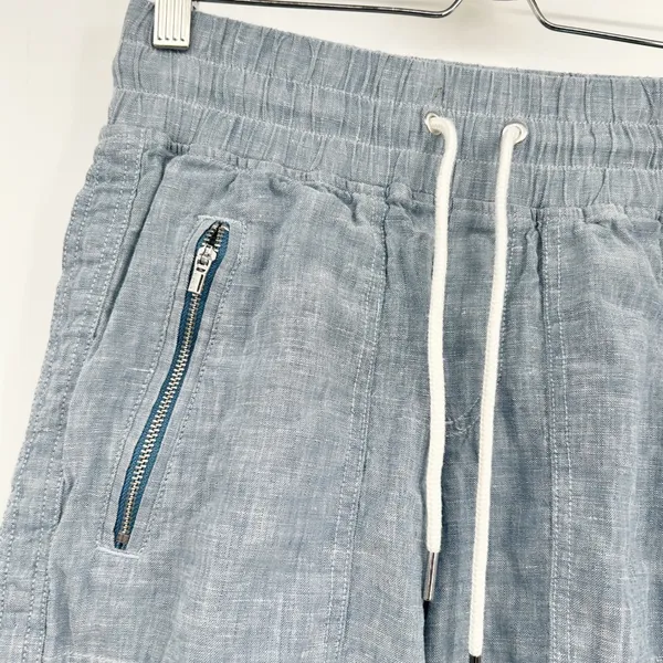 Athleta Womens Chambray Blue Cabo Linen Wide Leg Coastal Beach Travel Pants‎ 0 - Image 3