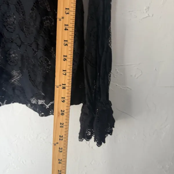 Black‎ Lace Mock Bell Sleeve Blouse Whimsigoth Size L Witchy Vamp Going Out - Image 6
