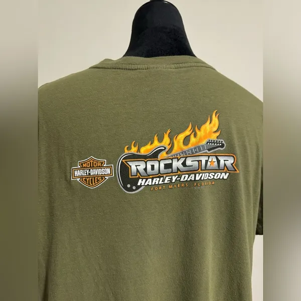 EUC Harley Davidson Motorcycles Green Eagle Fort Myers, FL Graphic shirt size XL - Image 6