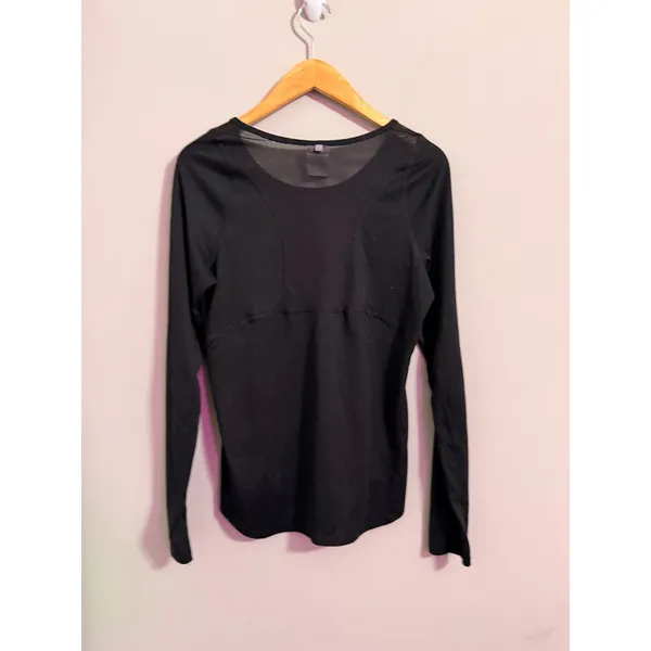 Nike Dri Fit Black Long Sleeve Athletic Top Size S Mesh Accents Workout Gym‎ - Image 4