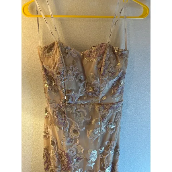 Speechless Sequin Floral Embroidery Prom Gown Nude‎ Lavender Gold Size 3 - Image 8