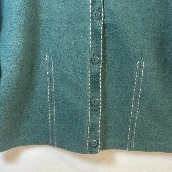 Woolrich Womens XL‎ Mallard Green 100% Wool Fringed Button Front Jacket Western - Image 10