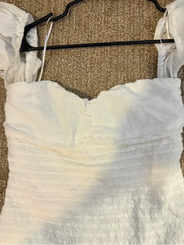 Hello Molly White Puff-Sleeve Sweetheart Mini Dress - Image 3