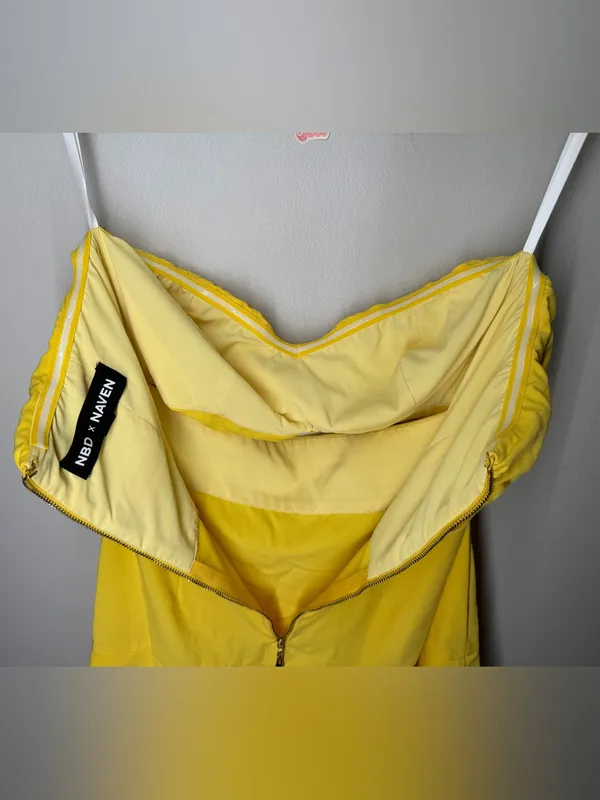 NBD x Naven Lauren‎ Bodycon Strapless Cutout Ruffle Cocktail Mini Dress Summer - Image 9
