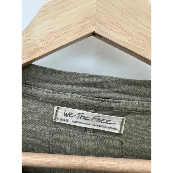 We The Free Arden Extra Long Cotton Top Washed Army‎ Green Long Sleeve Women XS - Image 7
