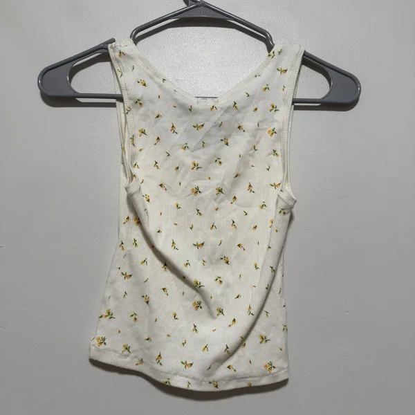 Skims NWT Cotton Crop Rib Tank in Marigold Rosebud Print Size Medium - Image 4