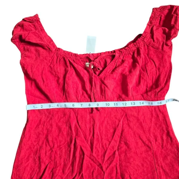 Aeropostale‎ NWT Tie-Neck Empire Dress Red Linen Blend Women's XL - Image 10