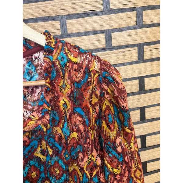 Cato‎ Multi Color Crochet Top Size Large - Image 4