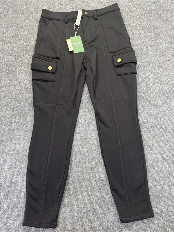 HALARA Black Cargo Joggers with Gold Buttons - Image 2