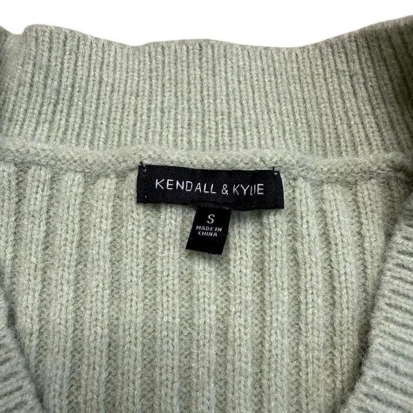 Kendall and Kylie Ribbed V neck Cardigan Button down Pistachio Green Small - Image 6