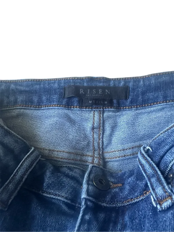 Risen High Rise Distressed Denim Shorts - Image 2