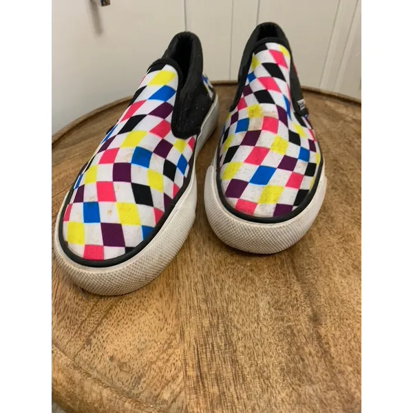 Mudd Women's Multicolor Checkered‎ Slip-On Sneakers Size 8 Casual - Image 2