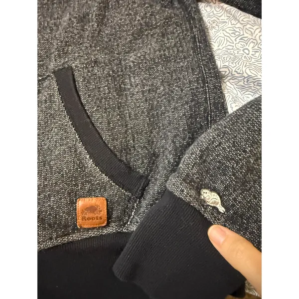 Roots Park City Full‎ Zip Hoodie Jacket Charcoal Gray Size Large Beaver - Image 2