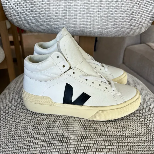 Veja Minotaur High Top Sneakers in Black and White - Image 3