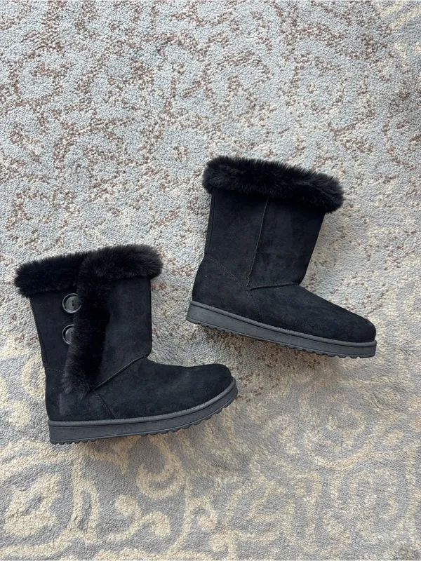 SO Abigail Faux Fur Winter Boots Black 8.5 - Image 2