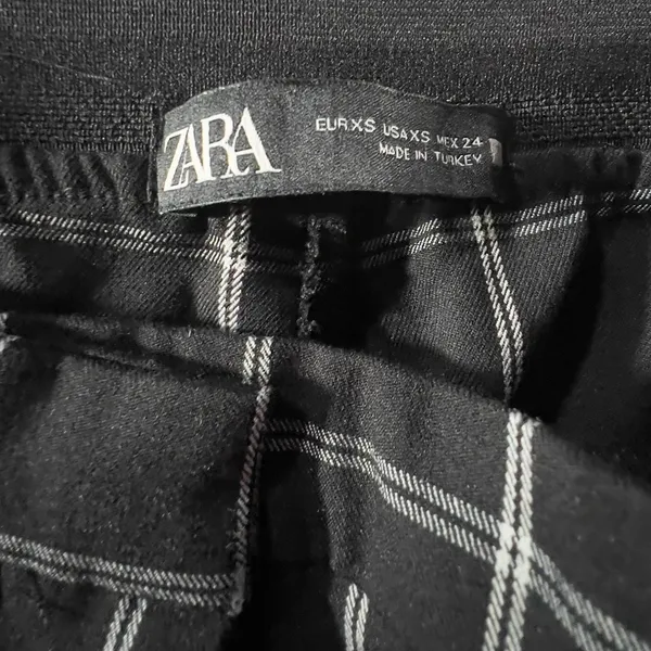 ZARA Women's Black White Windowpane Plaid Slim Ankle Dress‎ Pants Size XS - Image 4