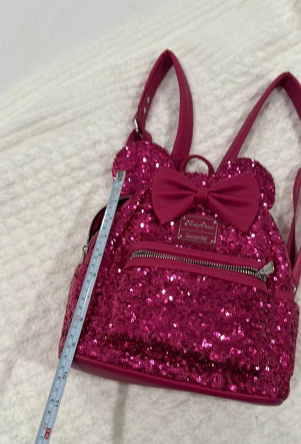Disney Minnie Mouse Pink Sequin Loungefly Mini Backpack - Image 4