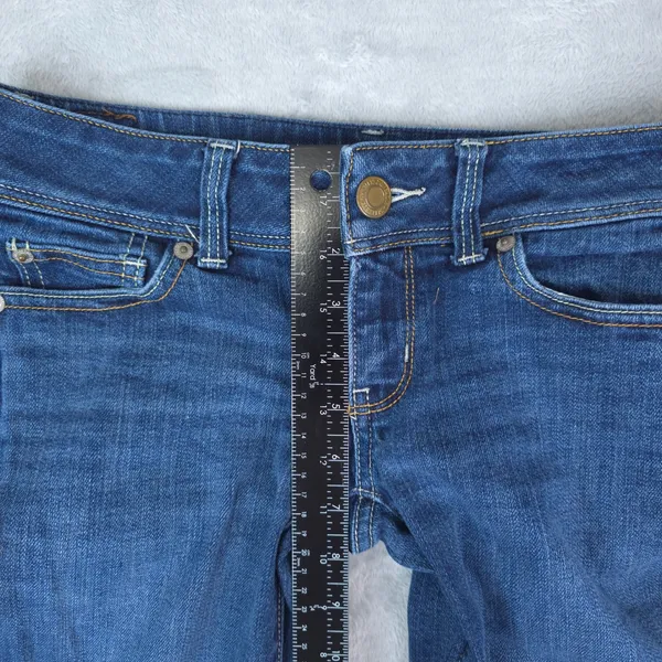 American Eagle Slim Boot Jeans Women 2 Long Blue Stretch Low Rise Y2K Distressed - Image 10