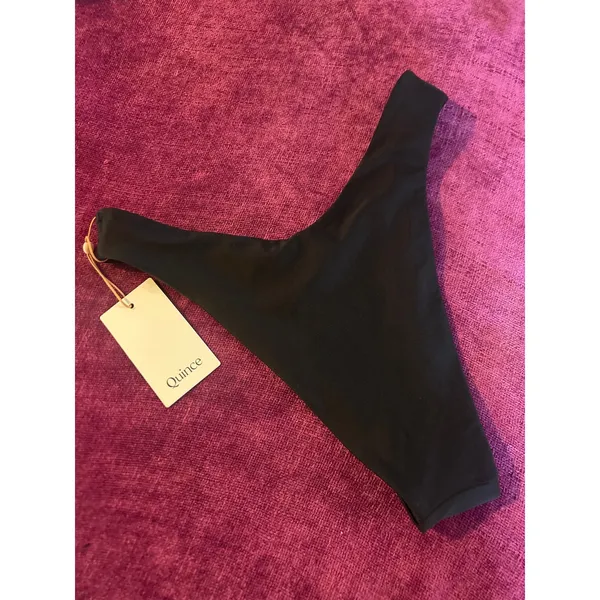 QUINCE Italian High Leg Bikini Bottom MINIMALIST Swimsuit Black Size Small S - Image 4