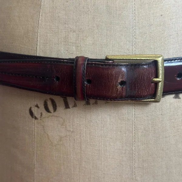 Vintage Y2K Brighton Womens 34 Brown Leather Gold Buckle Equestrian Western Belt - Image 2